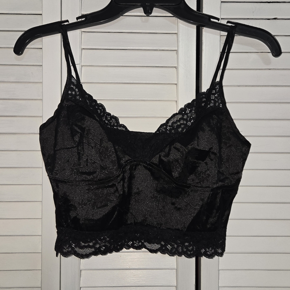 Shein Women's S Jacquard Lace Trim  Cami Top Black - Picture 3 of 15